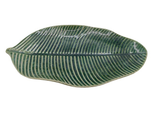 PÓŁMISEK CERAMICZNY TALERZ HERBE 33 CM LIŚĆ BANANOWCA ZIELONY DO SERWOWANIA