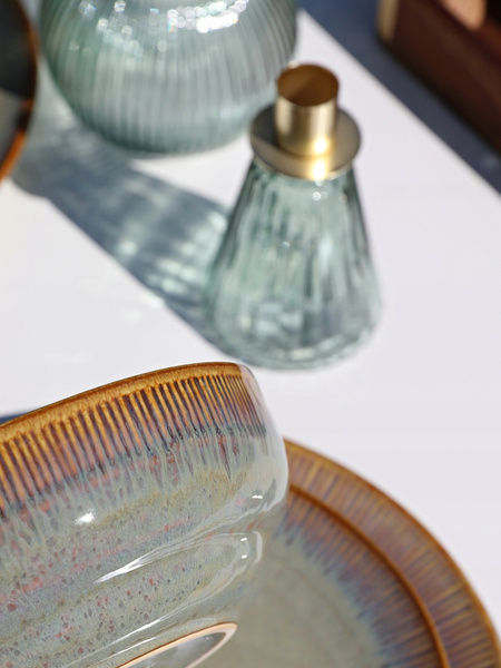 SERWIS OBIADOWY zestaw talerzy ceramicznych 18 el. STORM BROWN na 6 osób