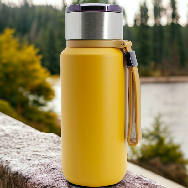 TERMOS KUBEK TERMICZNY PODRÓŻNY STALOWY 650 ml DO KAWY HERBATY WODY +SITKO