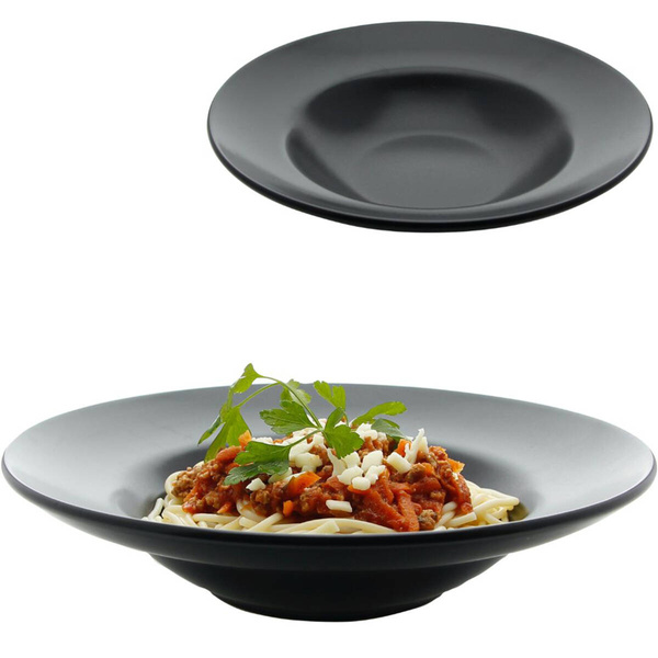 TALERZ GŁĘBOKI DO ZUPY OBIADOWY TALERZ DO MAKARONU CZARNY 24 CM