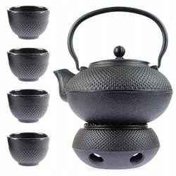 CZAJNIK 1,5L PODGRZEWACZ ŻELIWNY 4x CZARKI ZESTAW