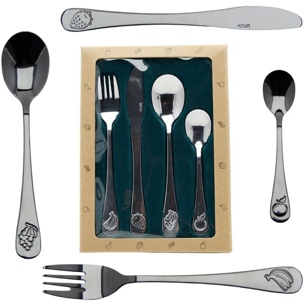 SZTUĆCE DLA DZIECI STALOWE KOMPLET 4 el. ŁYŻECZKA WIDELEC NÓŻ ŁYŻKA ZESTAW