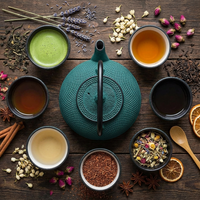 CZAJNIK ŻELIWNY ZAPARZACZ 1,8L Z ZESTAW 6 CZAREK DO HERBATY ZIÓŁ ZIELONY