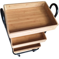 REGAŁ PÓŁKA ŁAZIENKOWA NA KOŁACH WÓZEK BAMBUSOWY KUCHENNY BAREK 3 PÓŁKI