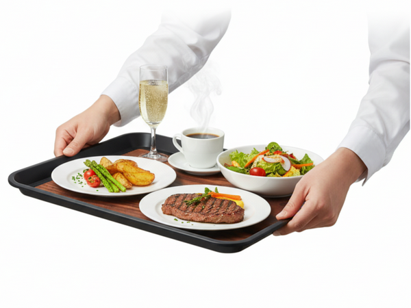 TACA KUCHENNA KELNERSKA ANTYPOŚLIZGOWA CZARNA PROSTOKĄT 45,5×35,5×2 CM