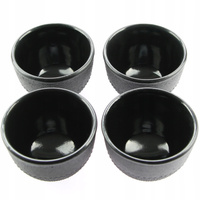 FILIŻANKI CZARKI ŻELIWNE ZESTAW DLA 4 OSOB DO HERBATY I ZIÓŁ 100 ml CZARNE