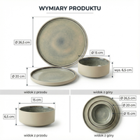 SERWIS OBIADOWY KOMPLET TALERZY 18EL. ZASTAWA OBIADOWA ZESTAW NA 6 OSÓB