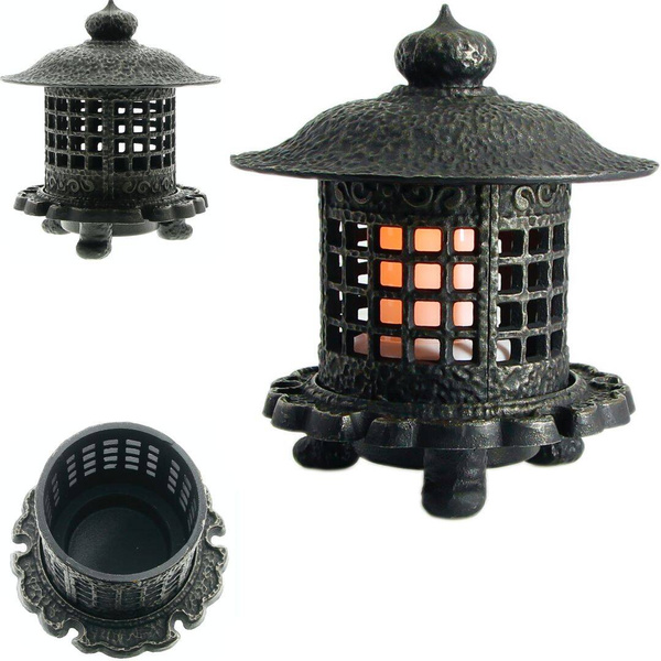 KOMINEK LED LAMPION LATARNIA ŻELIWNA LAMPA 3D Z OGNIEM RUCHOMYM PŁOMIEŃ