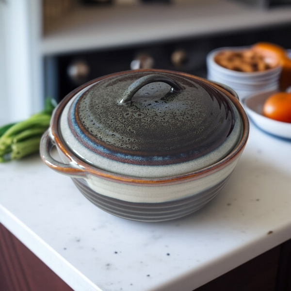 GARNEK 2L WAZA DO ZUPY NACZYNIE ŻAROODPORNE Z POKRYWKĄ DO CHLEBA 23 cm