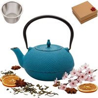 CZAJNIK ŻELIWNY IMBRYK 1.8L DUŻY TURKUSOWY DO HERBATY + ZAPARZACZ STALOWY