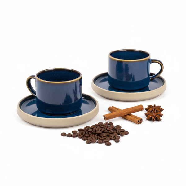 FILIŻANKI ZESTAW KAWOWY ZE SPODKAMI DO KAWY HERBATY 200 ml GRANAT Ø 8,5 CM