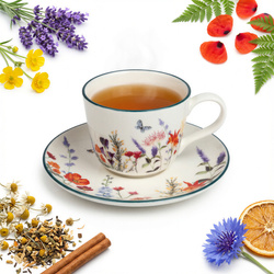 Filiżanka ze spodkiem PAN KWIATEK ceramiczna 250ml